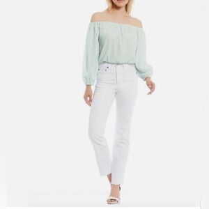 Gianni Bini Hadley Georgette Long Sleeve Off-the-Shoulder Floral Print Top - L